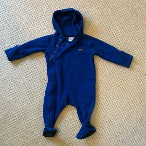 Patagonia Royal Blue Fleece Infant One-Piece Footie Bunting